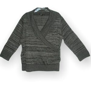 NWT AB Studio Womens Gray Stretch Shawl Collar 3/4 Sleeve Winter Knit Sweater XL